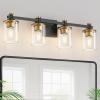 imageL LOHAS LED 3 Light Bathroom Vanity Light Black and Gold Bathroom Light Fixture Over Mirror Modern Lighting Fixtures with Clear Glass Shade Vintage Vanity Lights for Bathroom Mirror Hallway ETLGold and Black