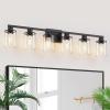 imageL LOHAS LED 3Light Black Bathroom Light FixturesModern Bathroom Lighting Fixtures Over Mirror with Clear Glass Shade Vanity Lights for Living Room ETL ListedBlack
