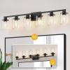 imageL LOHAS LED 3Light Black Bathroom Light FixturesModern Bathroom Lighting Fixtures Over Mirror with Clear Glass Shade Vanity Lights for Living Room ETL ListedBlack
