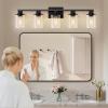 imageL LOHAS LED 3Light Black Bathroom Light FixturesModern Bathroom Lighting Fixtures Over Mirror with Clear Glass Shade Vanity Lights for Living Room ETL ListedBlack