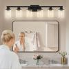 imageL LOHAS LED 3Light Black Bathroom Light FixturesModern Bathroom Lighting Fixtures Over Mirror with Clear Glass Shade Vanity Lights for Living Room ETL ListedBlack