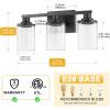 imageL LOHAS LED 3Light Black Bathroom Light FixturesModern Bathroom Lighting Fixtures Over Mirror with Clear Glass Shade Vanity Lights for Living Room ETL ListedMatte Black