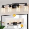 imageL LOHAS LED 3Light Black Bathroom Light FixturesModern Bathroom Lighting Fixtures Over Mirror with Clear Glass Shade Vanity Lights for Living Room ETL ListedBlack
