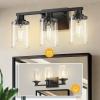 imageL LOHAS LED 3Light Black Bathroom Light FixturesModern Bathroom Lighting Fixtures Over Mirror with Clear Glass Shade Vanity Lights for Living Room ETL ListedMatte Black