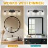 imageL LOHAS LED 3Light Black Bathroom Light FixturesModern Bathroom Lighting Fixtures Over Mirror with Clear Glass Shade Vanity Lights for Living Room ETL ListedBlack
