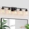 imageL LOHAS LED 3Light Black Bathroom Light FixturesModern Bathroom Lighting Fixtures Over Mirror with Clear Glass Shade Vanity Lights for Living Room ETL ListedBlack