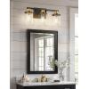 imageL LOHAS LED 3Light Black Bathroom Light FixturesModern Bathroom Lighting Fixtures Over Mirror with Clear Glass Shade Vanity Lights for Living Room ETL ListedBlack and Gold
