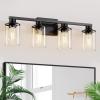 imageL LOHAS LED 3Light Black Bathroom Light FixturesModern Bathroom Lighting Fixtures Over Mirror with Clear Glass Shade Vanity Lights for Living Room ETL ListedBlack