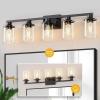 imageL LOHAS LED 3Light Black Bathroom Light FixturesModern Bathroom Lighting Fixtures Over Mirror with Clear Glass Shade Vanity Lights for Living Room ETL ListedBlack