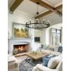 imageL LOHAS LED Wagon Wheel Chandelier 12Lights 38 Inch Large Farmhouse Chandelier Light Fixture Round Rustic Lighting for Kitchen Living Room Dining Room Over Table Island Foyer Entryway