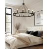 imageL LOHAS LED Wagon Wheel Chandelier 12Lights 38 Inch Large Farmhouse Chandelier Light Fixture Round Rustic Lighting for Kitchen Living Room Dining Room Over Table Island Foyer Entryway