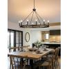 imageL LOHAS LED Wagon Wheel Chandelier 12Lights 38 Inch Large Farmhouse Chandelier Light Fixture Round Rustic Lighting for Kitchen Living Room Dining Room Over Table Island Foyer Entryway
