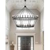 imageL LOHAS LED Wagon Wheel Chandelier 2 Tier 64Lights 70in Extra Large Black Farmhouse Chandelier Light Fixture Round Rustic Lighting for Living Room Dining Room Over Table Island Foyer Entryway703