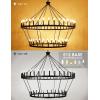 imageL LOHAS LED Wagon Wheel Chandelier 2 Tier 64Lights 70in Extra Large Black Farmhouse Chandelier Light Fixture Round Rustic Lighting for Living Room Dining Room Over Table Island Foyer Entryway703
