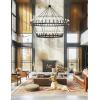 imageL LOHAS LED Wagon Wheel Chandelier 2 Tier 64Lights 70in Extra Large Black Farmhouse Chandelier Light Fixture Round Rustic Lighting for Living Room Dining Room Over Table Island Foyer Entryway703