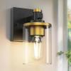 imageL LOHAS LED 3 Light Bathroom Vanity Light Black and Gold Bathroom Light Fixture Over Mirror Modern Lighting Fixtures with Clear Glass Shade Vintage Vanity Lights for Bathroom Mirror Hallway ETLGold and Black