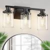 imageL LOHAS LED 3Light Black Bathroom Light FixturesModern Bathroom Lighting Fixtures Over Mirror with Clear Glass Shade Vanity Lights for Living Room ETL ListedBlack