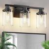 imageL LOHAS LED 3Light Black Bathroom Light FixturesModern Bathroom Lighting Fixtures Over Mirror with Clear Glass Shade Vanity Lights for Living Room ETL ListedMatte Black