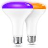 imageL LOHAS LED Orange and Purple Halloween Light Bulbs LED BR30 Flood Light Bulbs Indoor 65W Equivalent 11W Halloween Colored Indoor Porch Light E26 Base NonDimmable for Party Holiday Decor 2 PackOrangepurple