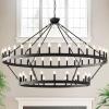 imageL LOHAS LED Wagon Wheel Chandelier 2 Tier 64Lights 70in Extra Large Black Farmhouse Chandelier Light Fixture Round Rustic Lighting for Living Room Dining Room Over Table Island Foyer Entryway602