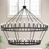 imageL LOHAS LED Wagon Wheel Chandelier 2 Tier 64Lights 70in Extra Large Black Farmhouse Chandelier Light Fixture Round Rustic Lighting for Living Room Dining Room Over Table Island Foyer Entryway703