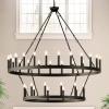 imageL LOHAS LED Wagon Wheel Chandelier 2 Tier 64Lights 70in Extra Large Black Farmhouse Chandelier Light Fixture Round Rustic Lighting for Living Room Dining Room Over Table Island Foyer Entryway472