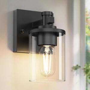 imageL LOHAS LED 3 Light Bathroom Vanity Light Black and Gold Bathroom Light Fixture Over Mirror Modern Lighting Fixtures with Clear Glass Shade Vintage Vanity Lights for Bathroom Mirror Hallway ETLBlack