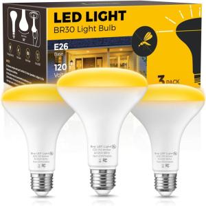 imageL LOHAS LED Orange and Purple Halloween Light Bulbs LED BR30 Flood Light Bulbs Indoor 65W Equivalent 11W Halloween Colored Indoor Porch Light E26 Base NonDimmable for Party Holiday Decor 2 PackYellow