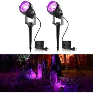 imageLOHAS Landscape Green Christmas Spot Lights Outdoor 10W Dusk to Dawn Sensor LED Spotlights for Yard IP66 Waterproof Pathway Garden Outside Lights 984ft Cord Green Lawn Decor Lamp UL Listed2PackPurple