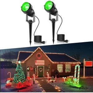 imageLOHAS Landscape Green Christmas Spot Lights Outdoor 10W Dusk to Dawn Sensor LED Spotlights for Yard IP66 Waterproof Pathway Garden Outside Lights 984ft Cord Green Lawn Decor Lamp UL Listed2PackGreen