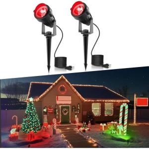 imageLOHAS Landscape Green Christmas Spot Lights Outdoor 10W Dusk to Dawn Sensor LED Spotlights for Yard IP66 Waterproof Pathway Garden Outside Lights 984ft Cord Green Lawn Decor Lamp UL Listed2PackRed