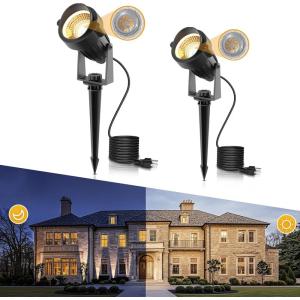 imageLOHAS Landscape Green Christmas Spot Lights Outdoor 10W Dusk to Dawn Sensor LED Spotlights for Yard IP66 Waterproof Pathway Garden Outside Lights 984ft Cord Green Lawn Decor Lamp UL Listed2PackSoft White