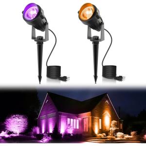imageLOHAS Landscape Spot Lights Outdoor 5W Dusk to Dawn Outdoor Lighting LED Spotlights for Yard 120V 450LM Outside Lights for House 984ft Cord IP66 Waterproof 3000K UL Listed 2 PackOrangePurple