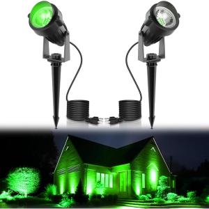 imageLOHAS Landscape Spot Lights Outdoor 5W Dusk to Dawn Outdoor Lighting LED Spotlights for Yard 120V 450LM Outside Lights for House 984ft Cord IP66 Waterproof 3000K UL Listed 2 PackGreen