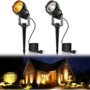 imageLOHAS Landscape Spot Lights Outdoor 5W Dusk to Dawn Outdoor Lighting LED Spotlights for Yard 120V 450LM Outside Lights for House 984ft Cord IP66 Waterproof 3000K UL Listed 2 PackOrange