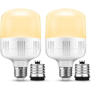 imageLOHAS Super Bright Light Bulbs 250300W Equivalent 3400LM E26 Garage LED Bulb 3000K Soft White 30 Watt High Lumen LED Bulb wE39 Adapter for Commercial Warehouse Workshop Factory Backyard 2 PackSoft White