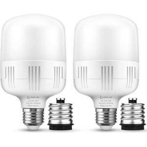 imageLOHAS Super Bright Light Bulbs 250300W Equivalent 3400LM E26 Garage LED Bulb 3000K Soft White 30 Watt High Lumen LED Bulb wE39 Adapter for Commercial Warehouse Workshop Factory Backyard 2 PackDaylight White