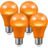 imageL LOHAS LED Red LED Light Bulbs A19 9W 60W Equivalent Christmas Red Colored Light Bulb Indoor E26 Base NonDim 4 PackOrange