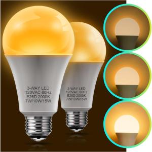 image3 Way Light Bulbs LOHAS 3 Way LED Light Bulbs 50 100 150W Equivalent Daylight White 5000K Three Way A19 Light Bulbs E26 Base LED Bulbs for Desk Lamps Floor Lamps Table Lamps 2 PackAmber