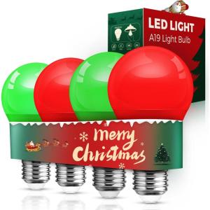 imageL LOHAS LED Red LED Light Bulbs A19 9W 60W Equivalent Christmas Red Colored Light Bulb Indoor E26 Base NonDim 4 PackRed  Green