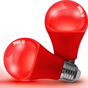 imageL LOHAS LED Red LED Light Bulbs A19 9W 60W Equivalent Christmas Red Colored Light Bulb Indoor E26 Base NonDim 4 PackRed