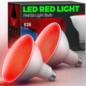 imageLOHAS Yellow Bug Light Bulbs Outdoor PAR38 LED Flood Light Outside 150200W Equivalent 2000K NonAttracting 15W 1100LM NonDimmable Amber Porch Lights E26 Base for Patio Backyard Party 2 PackRed