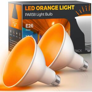 imageLOHAS Yellow Bug Light Bulbs Outdoor PAR38 LED Flood Light Outside 150200W Equivalent 2000K NonAttracting 15W 1100LM NonDimmable Amber Porch Lights E26 Base for Patio Backyard Party 2 PackOrange