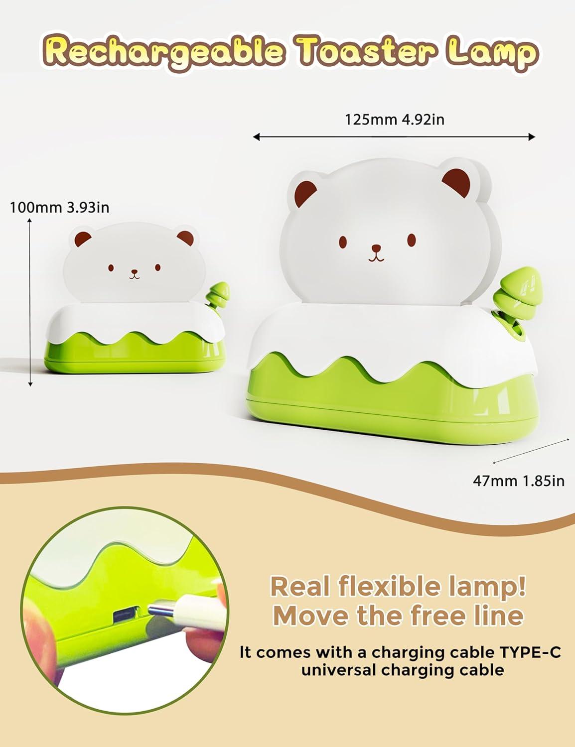 imageLOHAS Cute Night Light for Kids Kawaii Bear Lamp USB Rechargeable Color Changing RGB Decor for Bedroom Nursery LivingroomBear