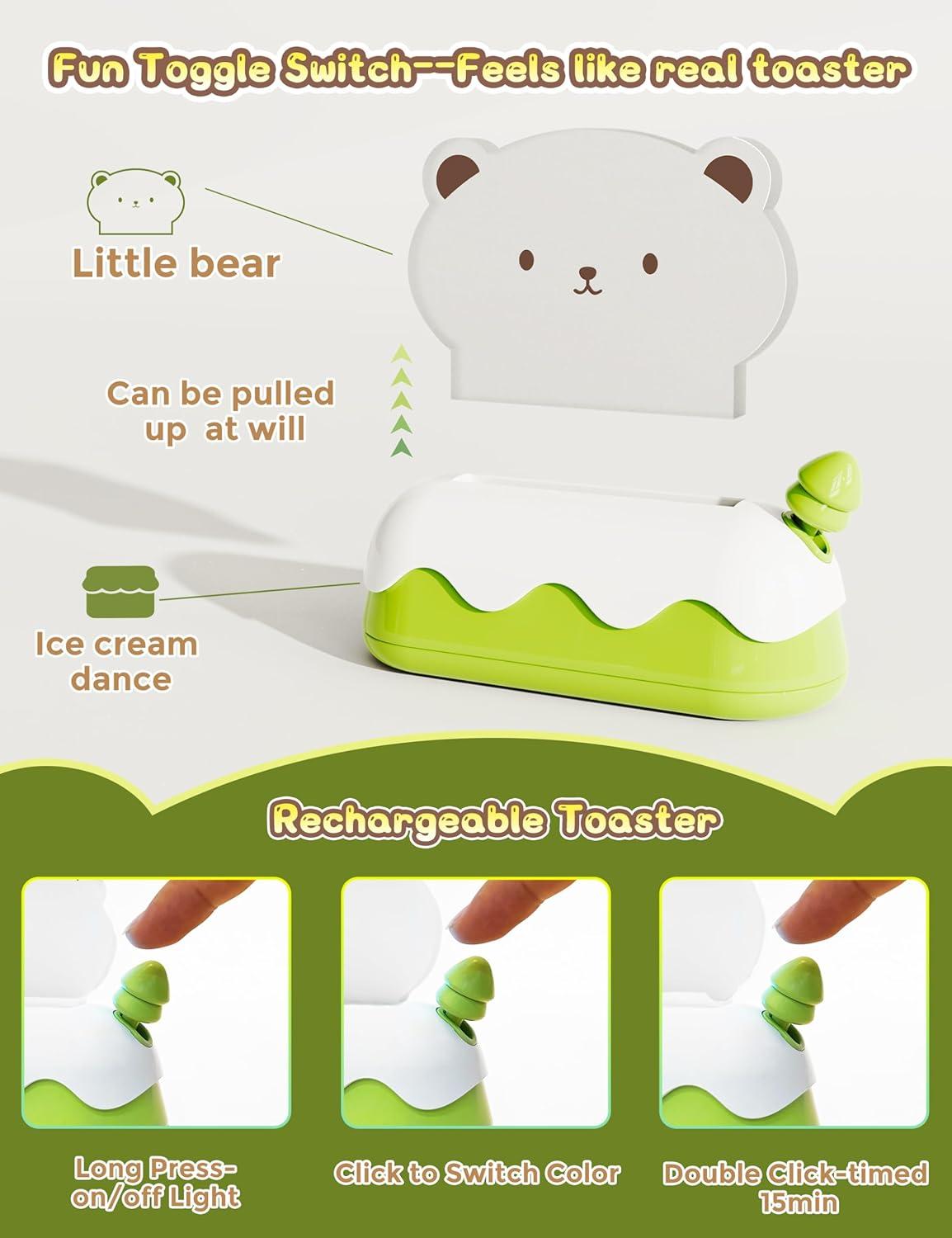 imageLOHAS Cute Night Light for Kids Kawaii Bear Lamp USB Rechargeable Color Changing RGB Decor for Bedroom Nursery LivingroomBear