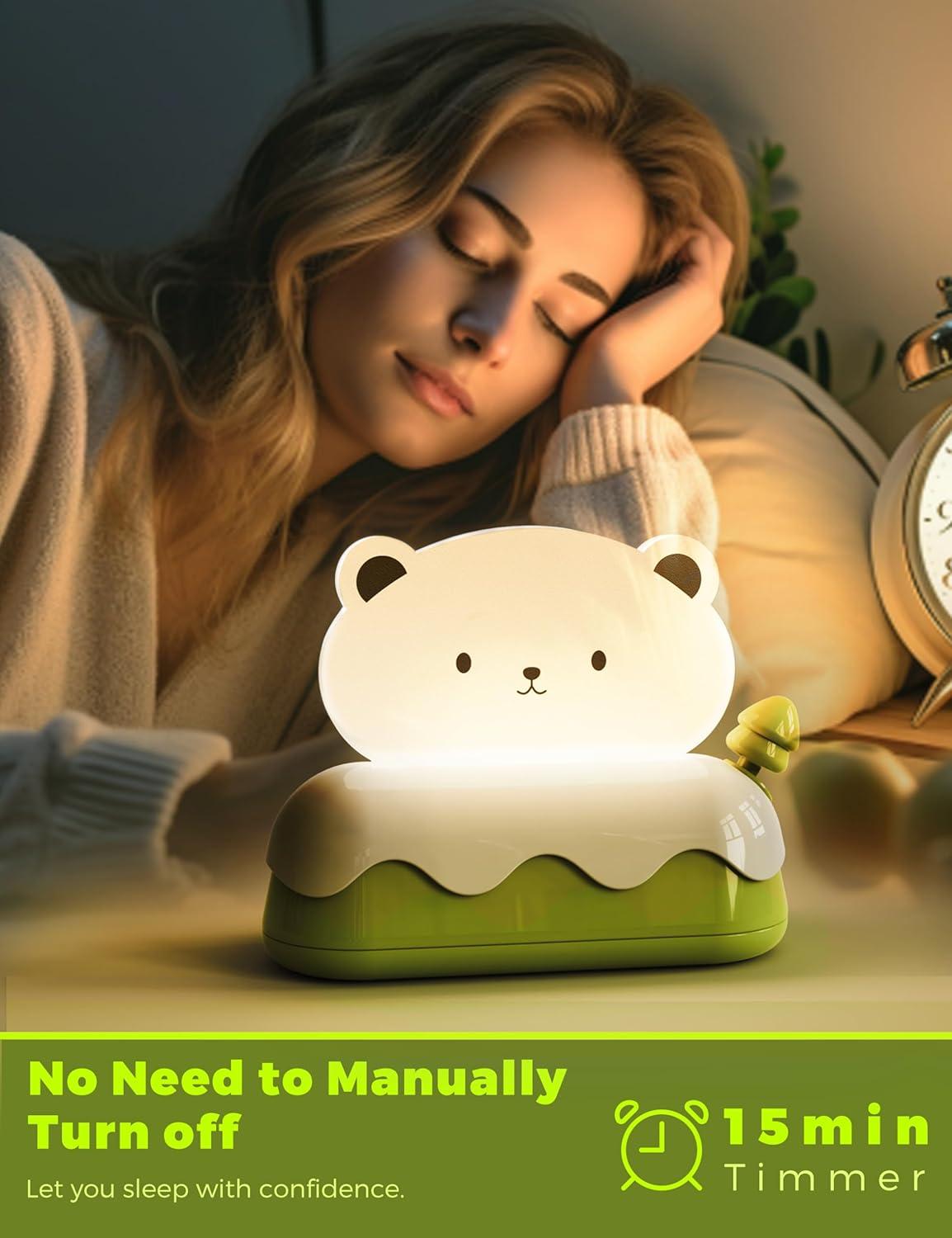 imageLOHAS Cute Night Light for Kids Kawaii Bear Lamp USB Rechargeable Color Changing RGB Decor for Bedroom Nursery LivingroomBear