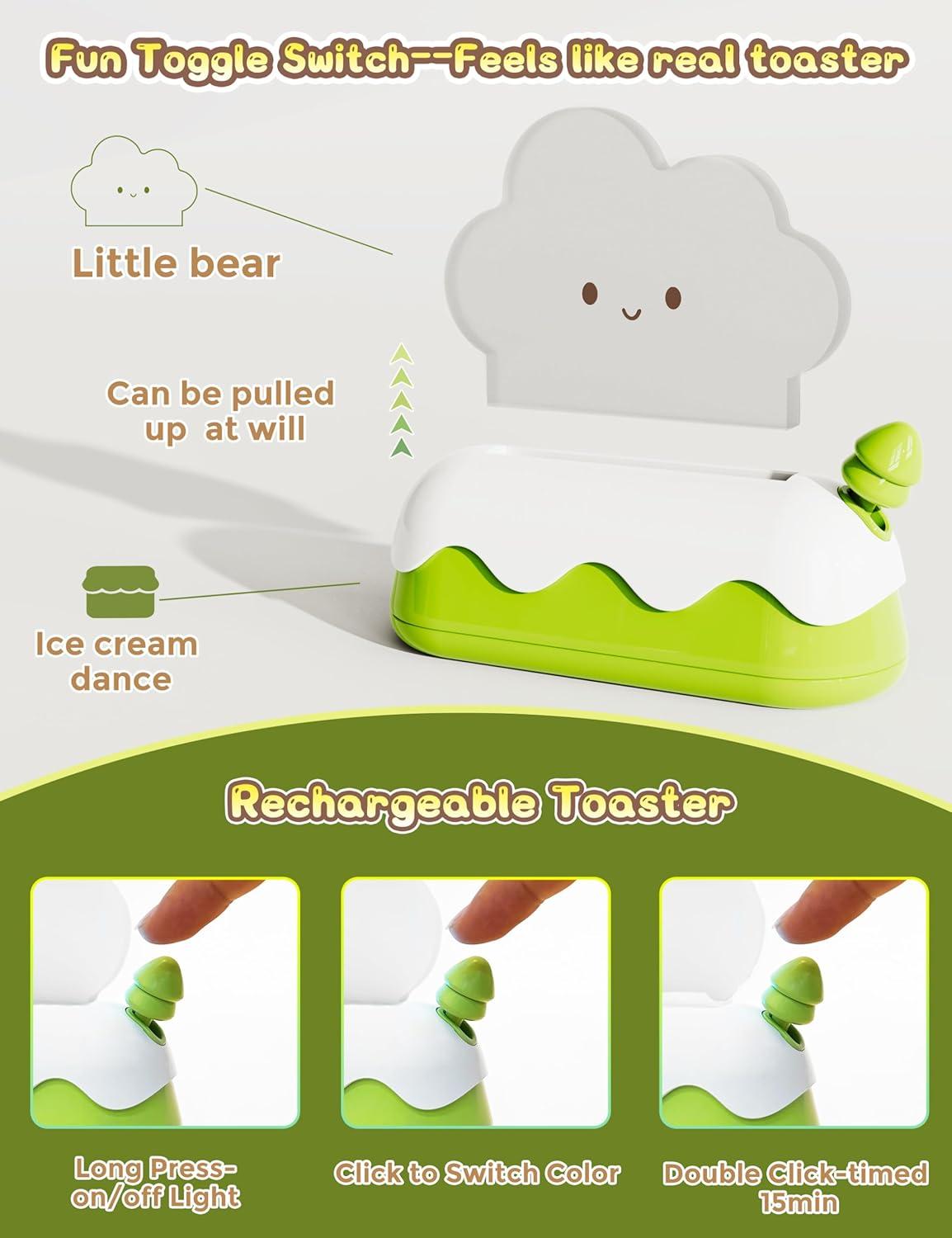 imageLOHAS Cute Night Light for Kids Kawaii Bear Lamp USB Rechargeable Color Changing RGB Decor for Bedroom Nursery LivingroomCloud