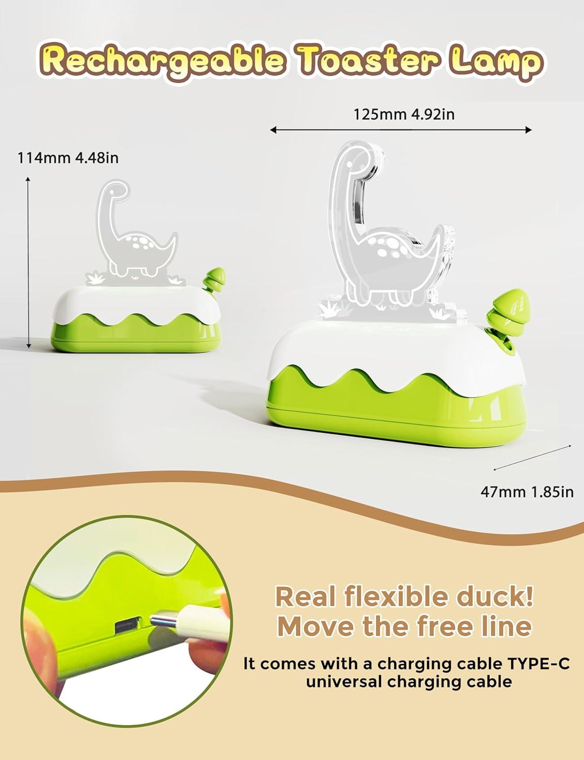 imageLOHAS Cute Night Light for Kids Kawaii Bear Lamp USB Rechargeable Color Changing RGB Decor for Bedroom Nursery LivingroomDinosaur