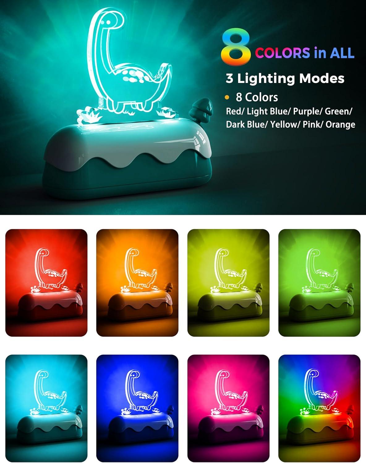 imageLOHAS Cute Night Light for Kids Kawaii Bear Lamp USB Rechargeable Color Changing RGB Decor for Bedroom Nursery LivingroomDinosaur