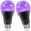 imageL LOHAS LED UV Black Light Bulbs Halloween 12W A19 UV Blacklight 100 Watt Equivalent UVA Level 385400nm Wavelength Glow in The Dark for Body Art Paint Fluorescent Poster Neon Glow Party 2 Pack2 Pack